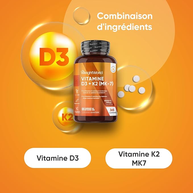 Vitamine D3 et K2 365caps Weightword