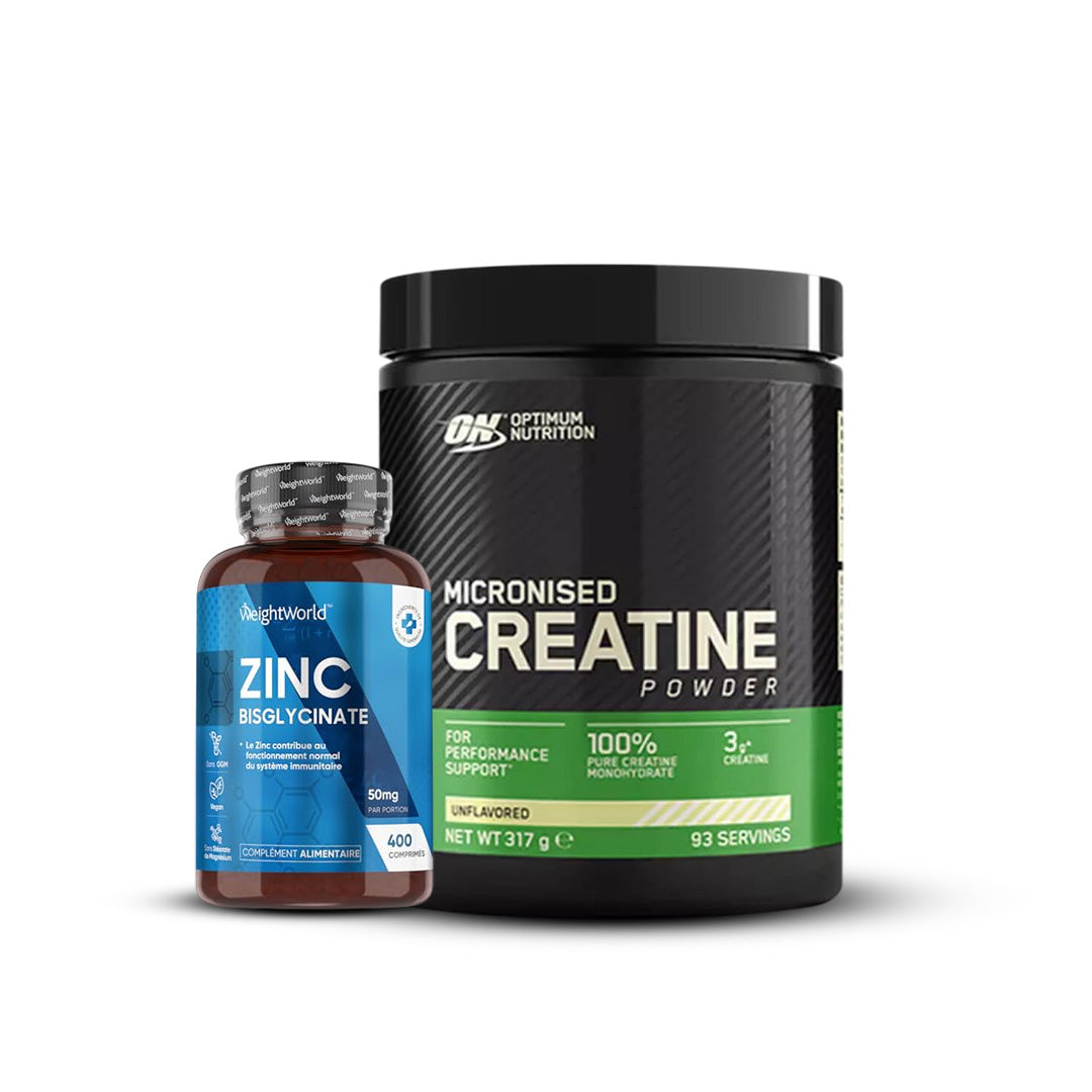 Creatine Optimum Nutrition 317g + Zinc Bisglycinate WeightWorld 400 caps