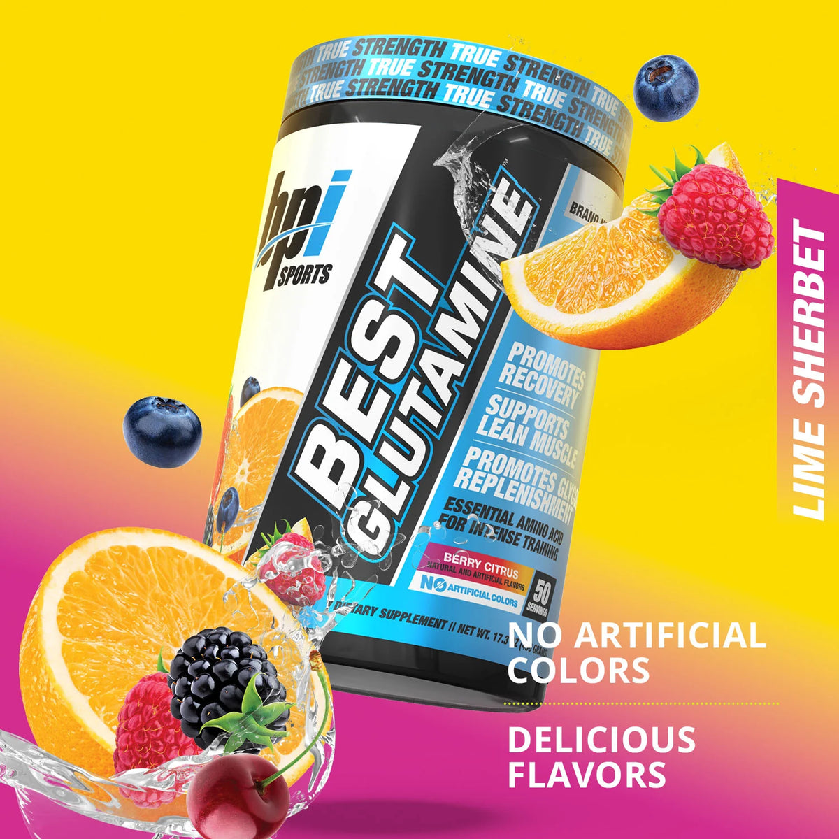 BPI Sports Best Glutamine – Glutamine en Poudre pour la Récupération Musculaire | Berry Citrus