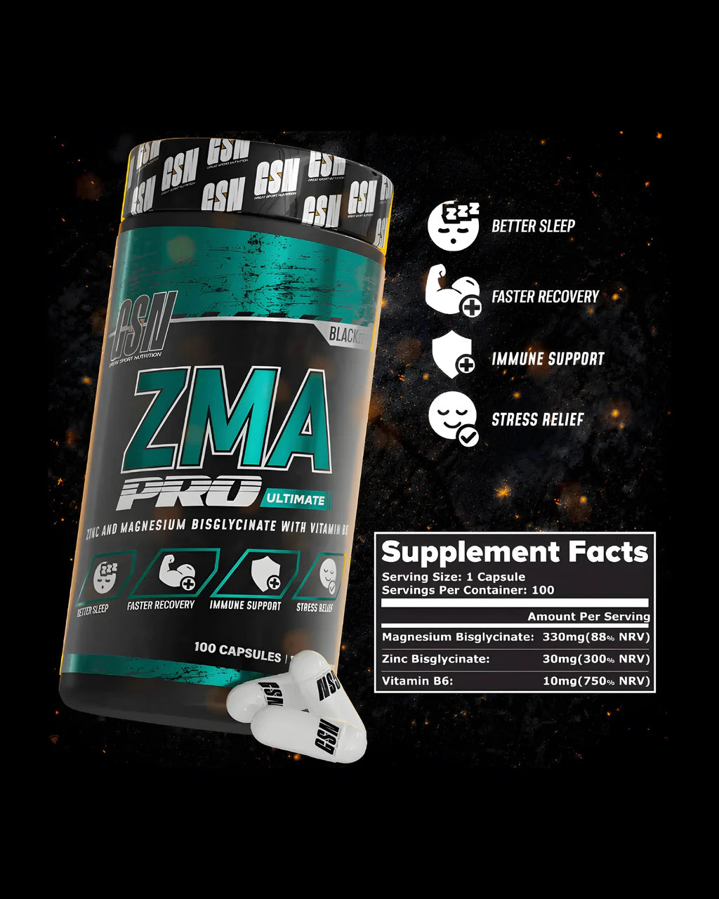 GSN ZMA Pro Ultimate Black Series - 100 Capsules