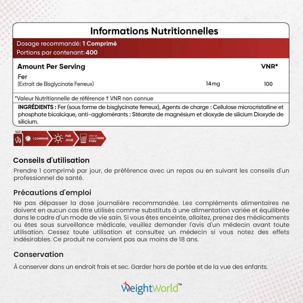 Bisglycinate de Fer 400 caps