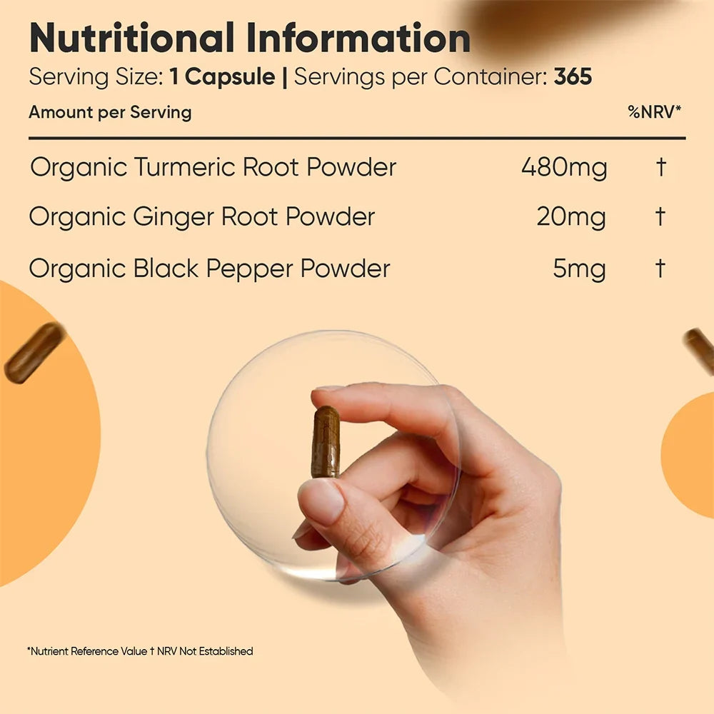 Organic Turmeric with Black Pepper & Ginger 365caps WeightWorld