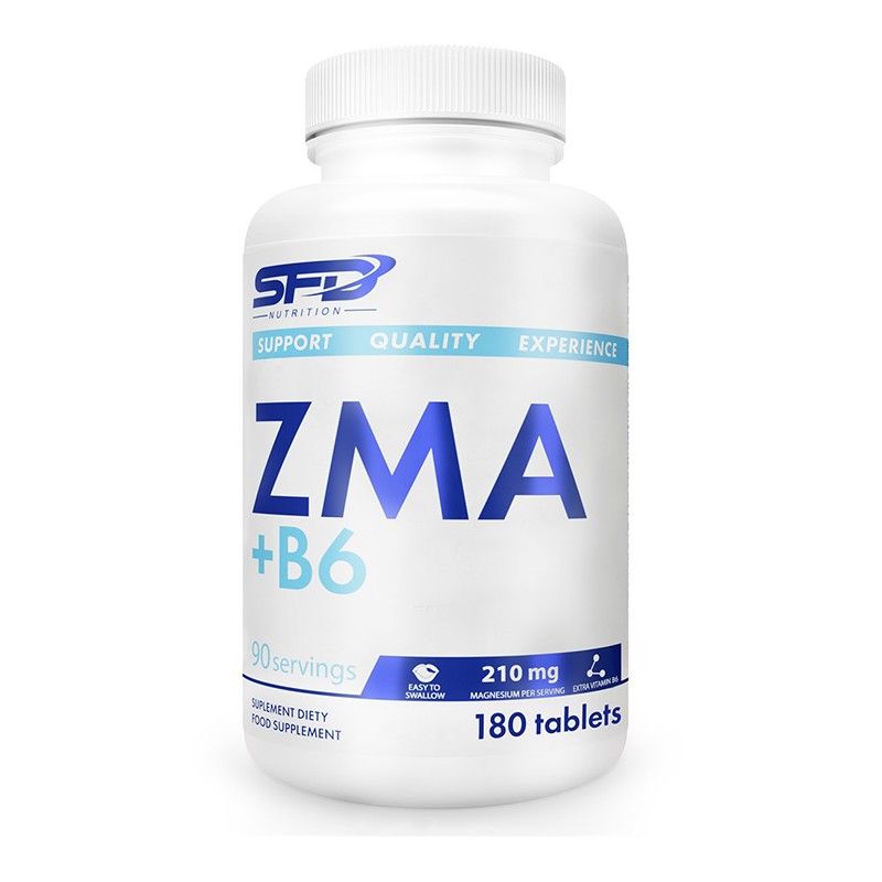 SFD Nutrition ZMA + B6 180 Comprimés – Zinc, Magnésium et Vitamine B6 pour la Récupération Musculaire, le Sommeil et le Soutien de la Testostérone