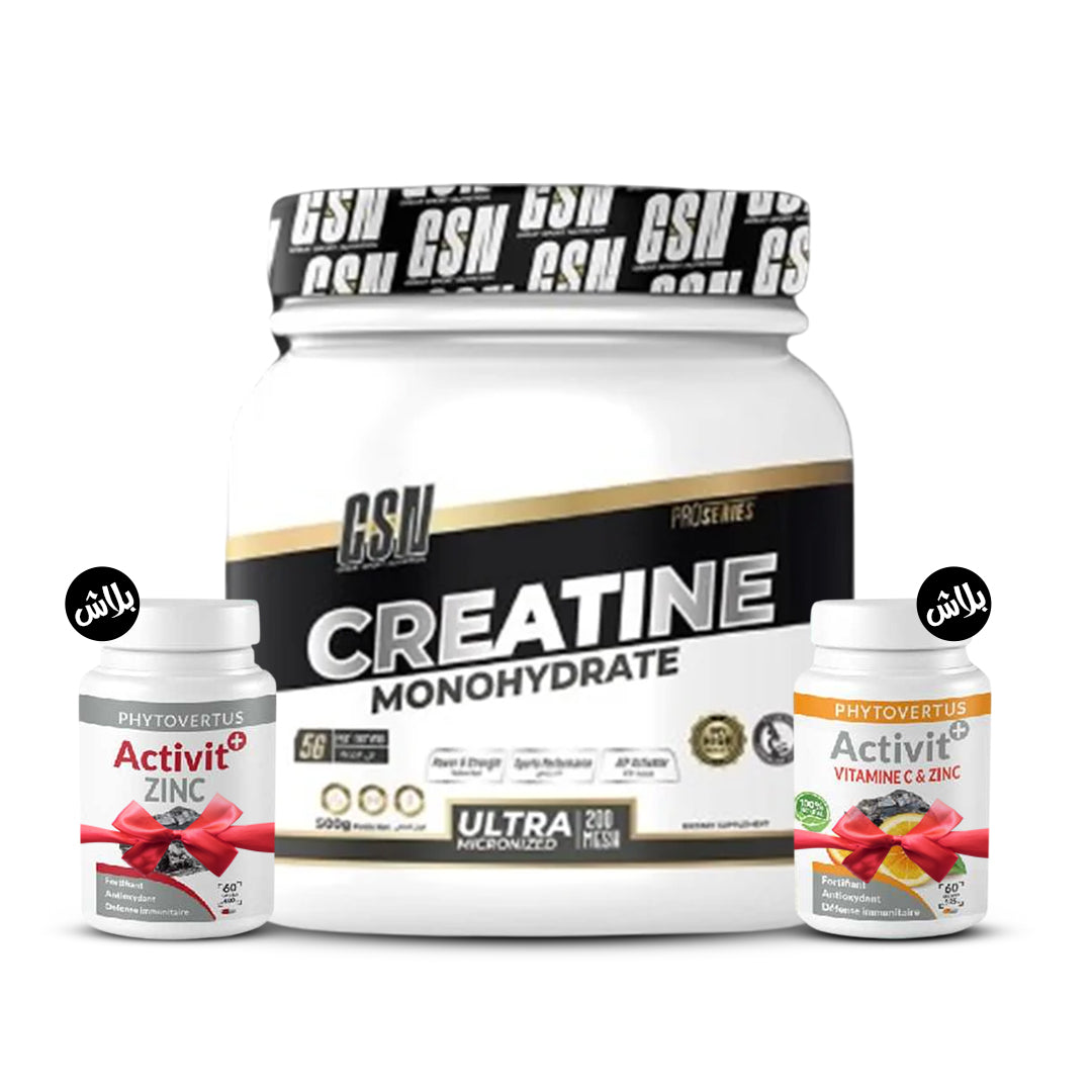 Creatine monohydrate GSN 500g + zinc + Vitamin C