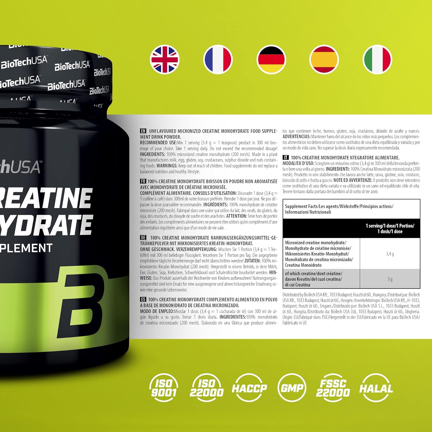 BioTechUSA 100% Creatine Monohydrate 300g