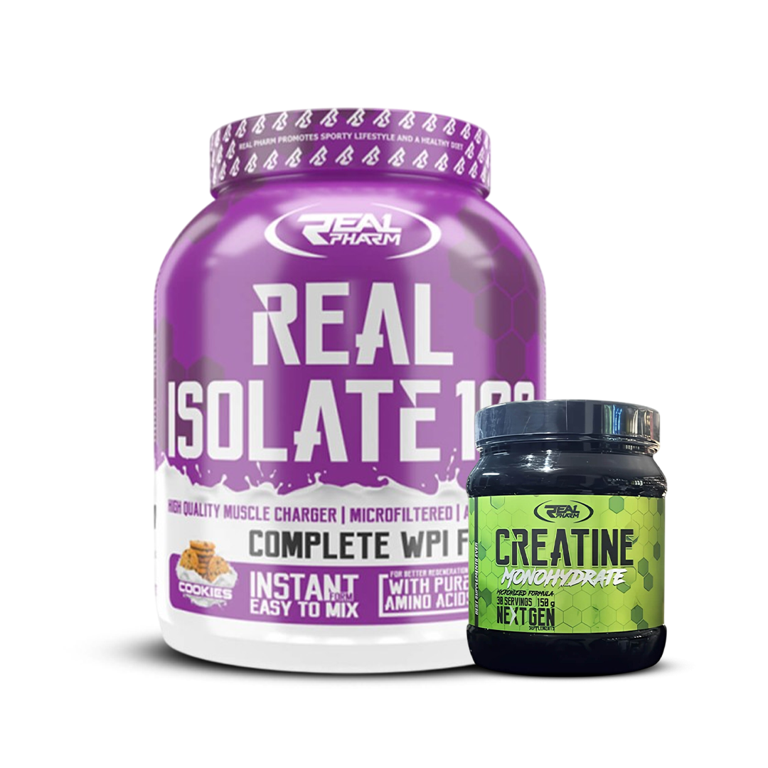 Whey protein isolate 1.8kg + creatine 150g Real pharm