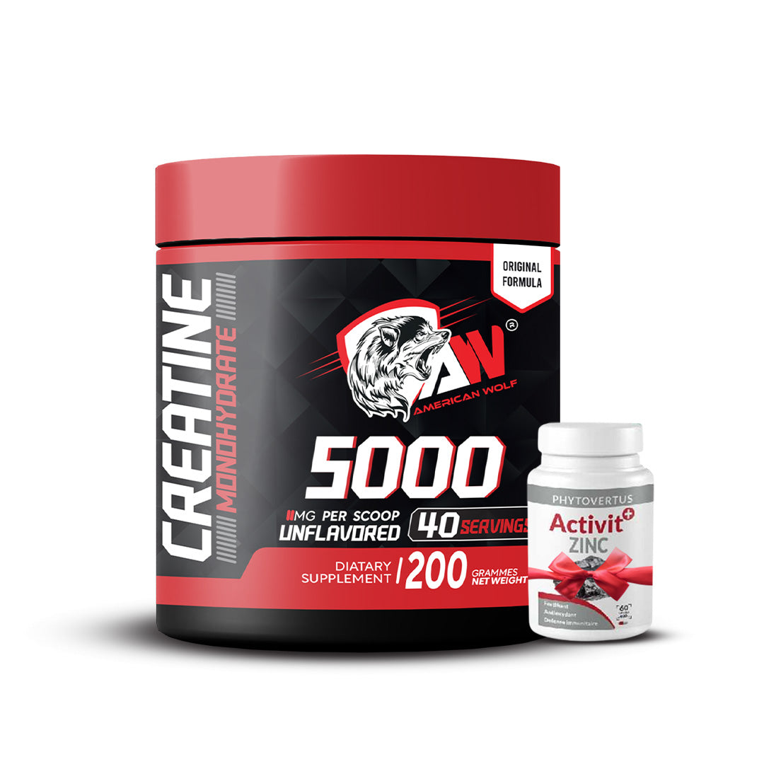 Creatine Monohydrate American Wolf - 200g + Zinc