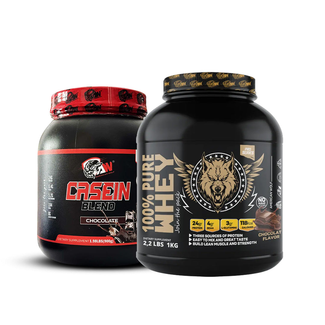 Pure whey 1kg + Casein Protein 900g American Wolf