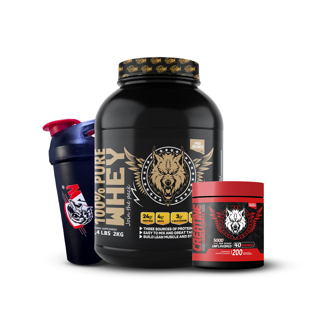100% Pure Whey 2kg American Wolf  + Créatine 200g + Shaker