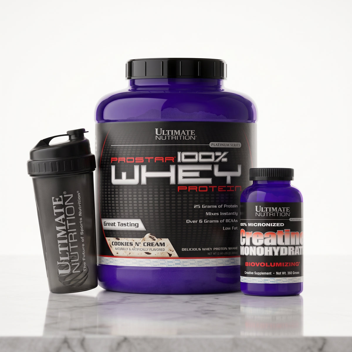 Pack Prostar 100% Whey Protein & Creatine Monohydrate  & shaker Ultimate Nutrition