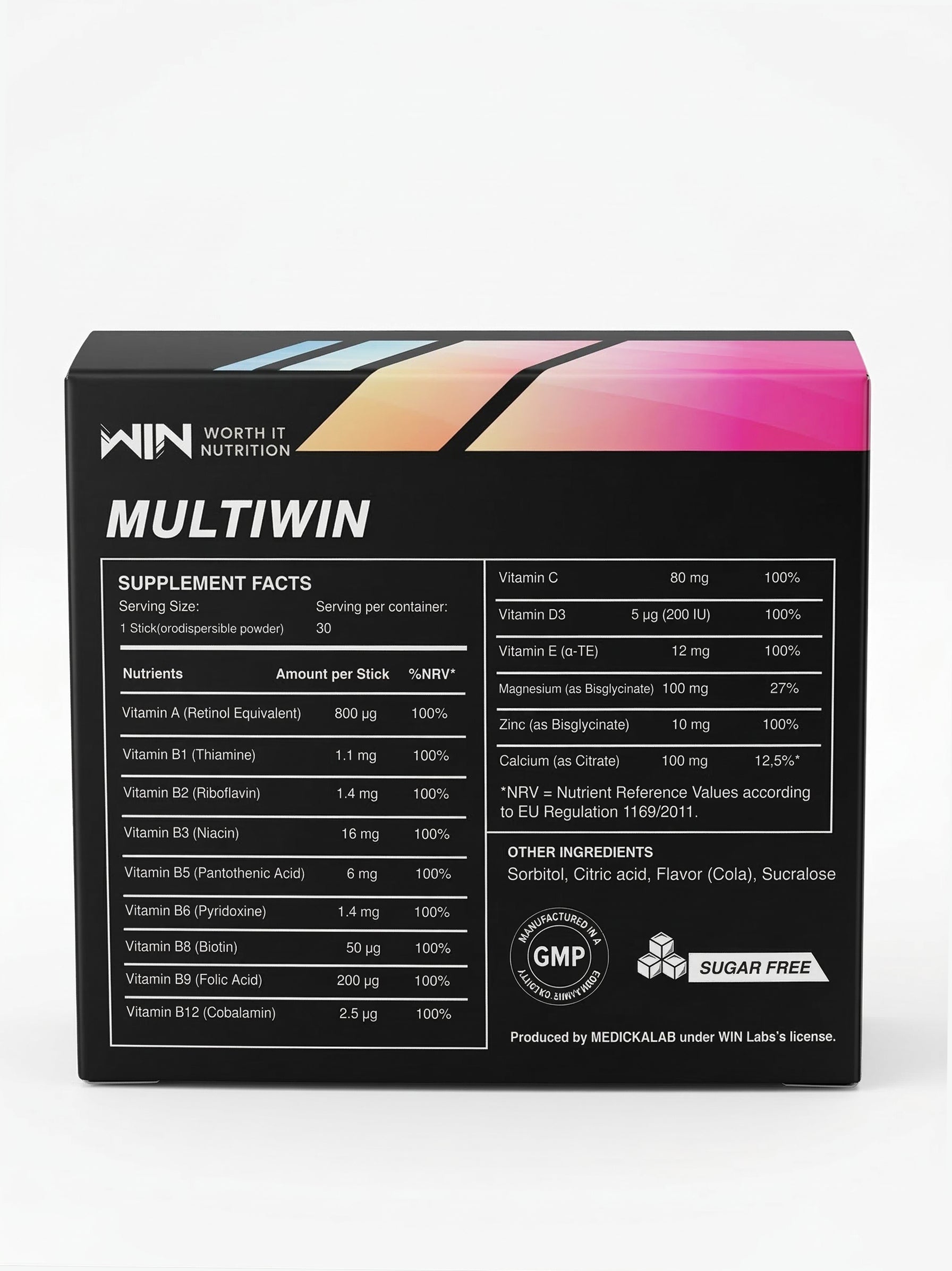 MULTIWIN – Multivitamines en Poudre pour Sportifs | 15 Vitamines & Minéraux | 30 Sticks