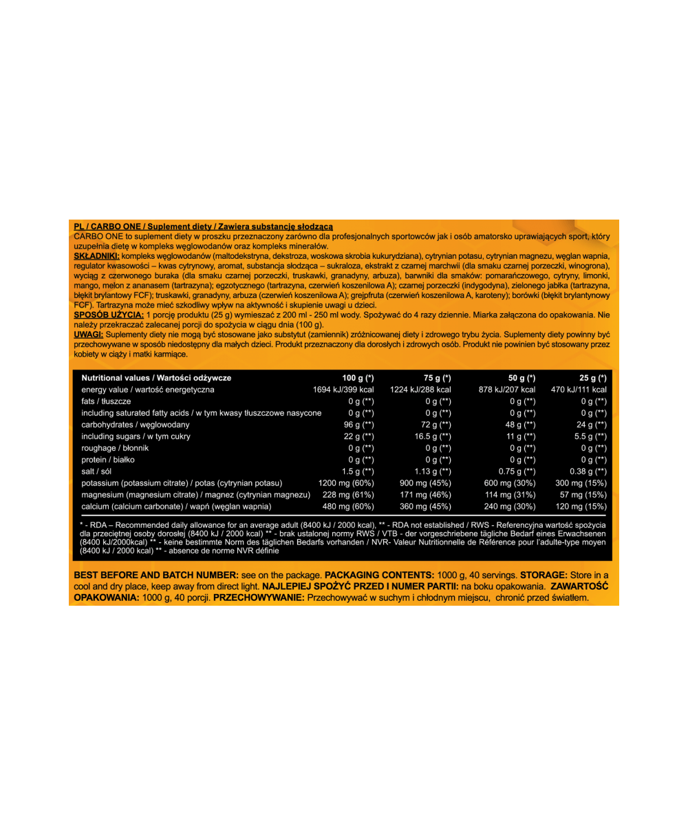 CARBO ONE - REAL PHARM | 1 KG