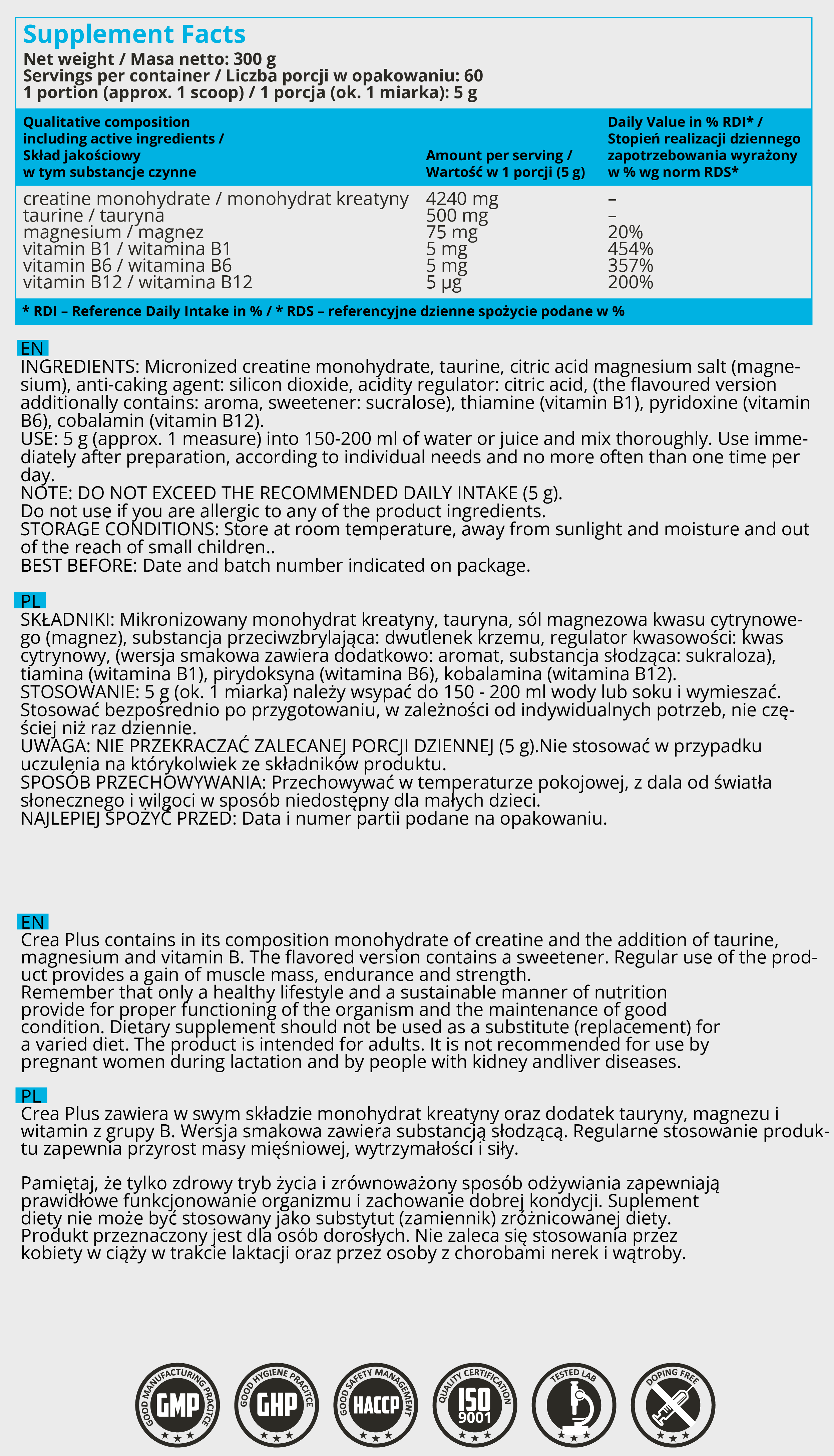 IHS CREA PLUS – 300G