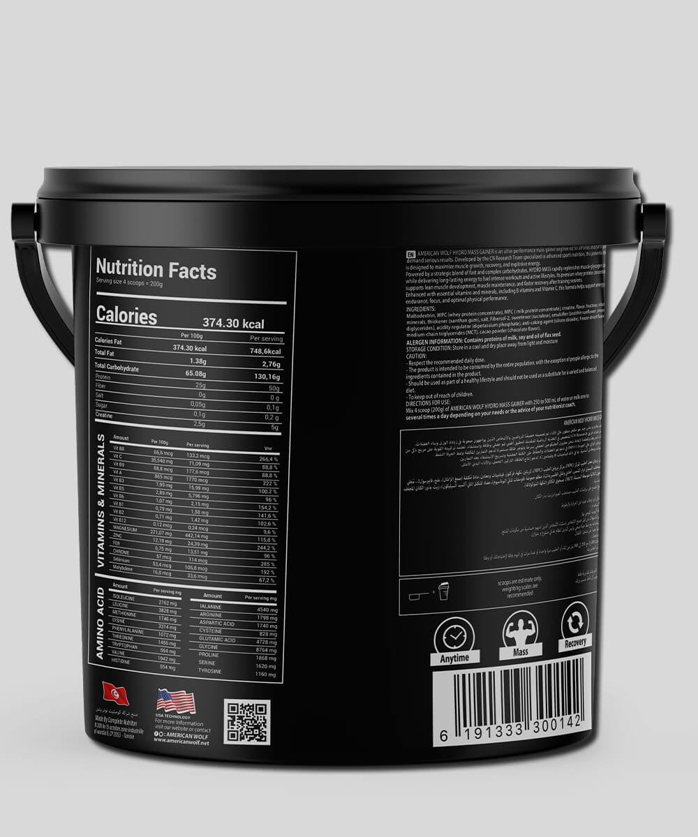 American Wolf Hydro Mass Gainer All In One Pro Series 6KG – 750Kcal | 50g Protein | Creatine + BCAA + Glutamine