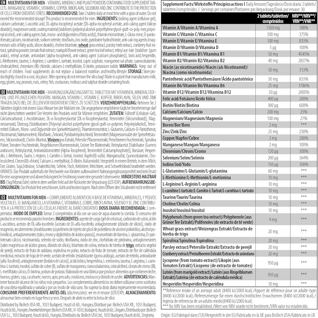 Multivitamin For Men BioTechUSA 60 Tablets