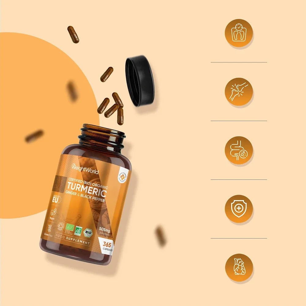 Organic Turmeric with Black Pepper & Ginger 365caps WeightWorld