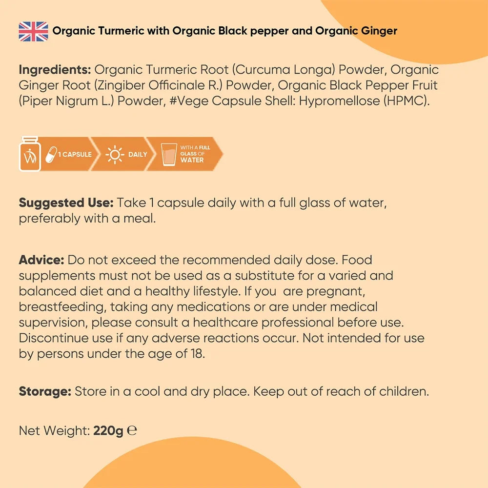 Organic Turmeric with Black Pepper & Ginger 365caps WeightWorld