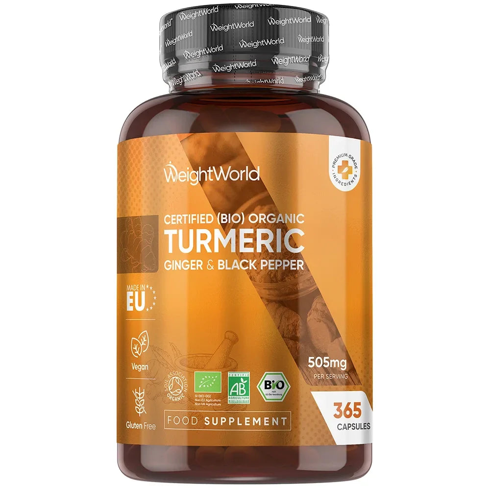 Organic Turmeric with Black Pepper & Ginger 365caps WeightWorld