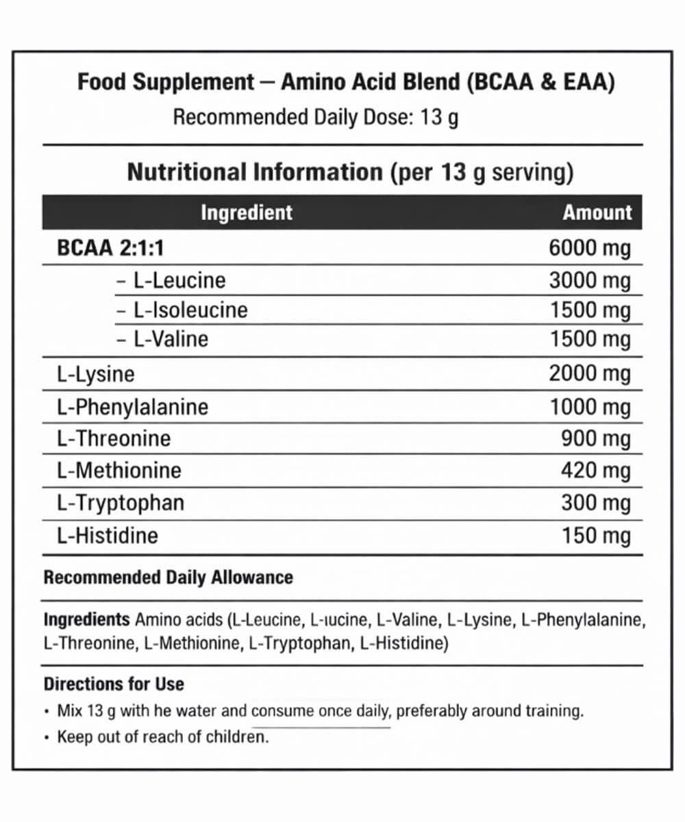 EAA Master Amino Scenit Nutrition 390 g – Acides Aminés Essentiels