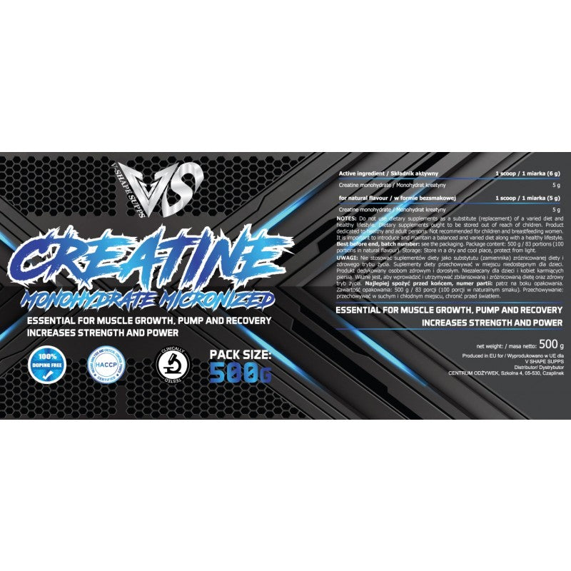 CREATINE MONOHYDRATE – 500g – V Shape