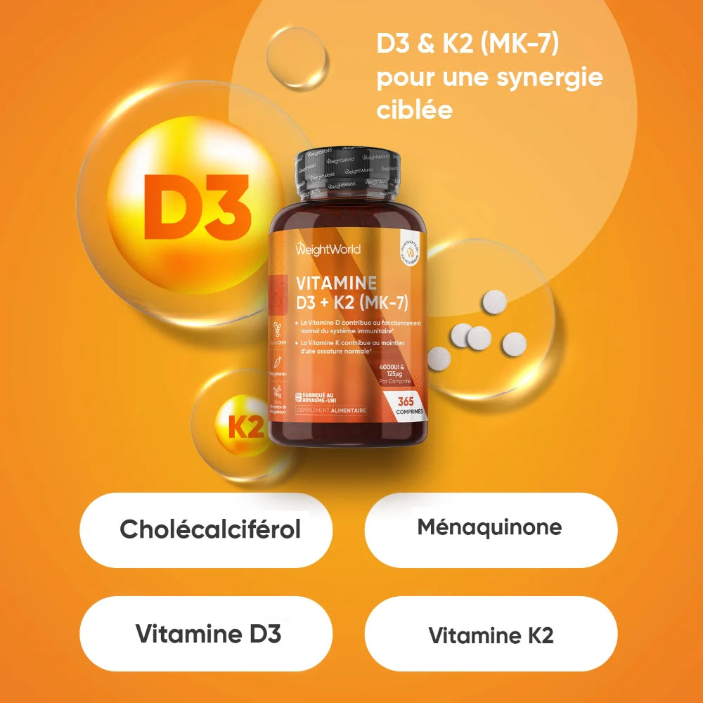 Vitamine D3 et K2 365caps Weightword