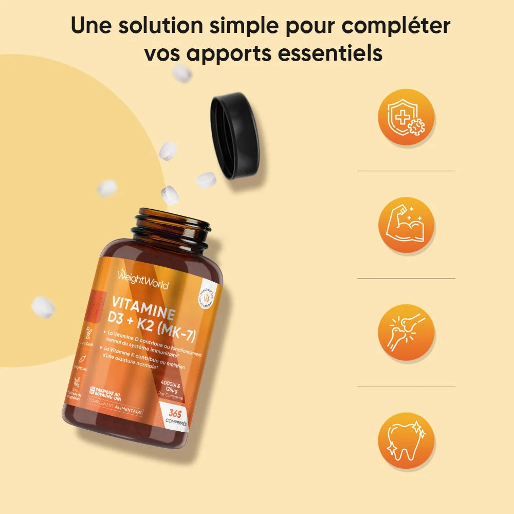 Vitamine D3 et K2 365caps Weightword