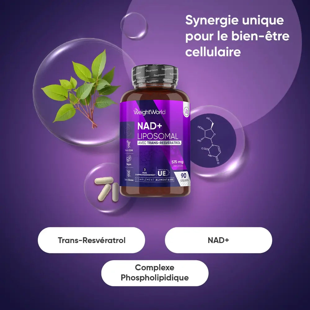 NAD+ Liposomal avec Trans-Resvératrol 575mg | WeightWorld | 90 Gélules – Muscle Nutrition