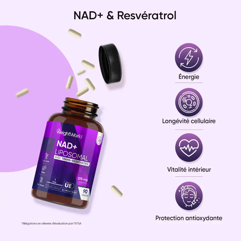 NAD+ Liposomal avec Trans-Resvératrol 575mg | WeightWorld | 90 Gélules – Muscle Nutrition